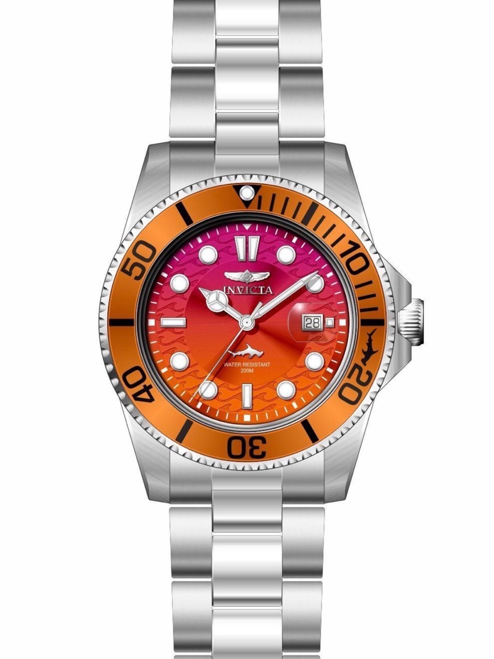 50898 Invicta Mens Pro Diver Steel Watch 42mm Case 200m Orange/Pink The Thing